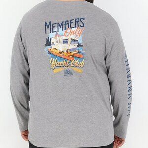 Havana Jim Men Crew Neck Long Sleeves Graphic T-Shirt Heather Gray Large